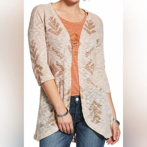 ARIAT Sunday Morning Cardigan Western Beige Aztec Southwestern Cowgirl L